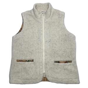 Orvis Medium White Knitted Trim Sherpa Vest Space P78C